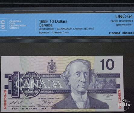 Bank of Canada Specimen $10