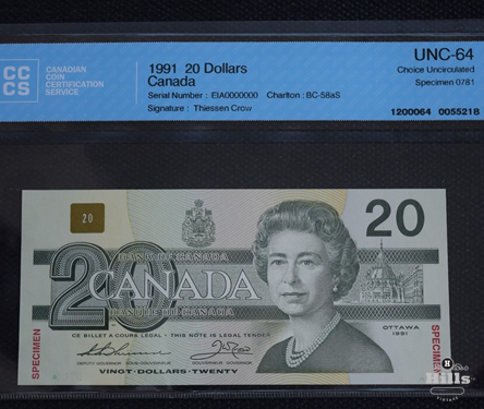 Bank of Canada Specimen $20