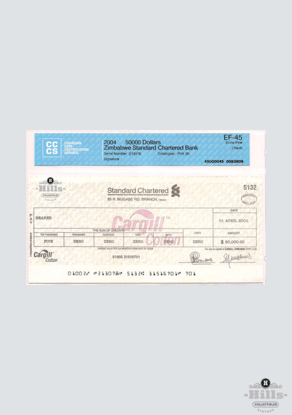 2004 Zimbabwe $50,000 Cargill Cotton Cheque-main 2004 Zimbabwe $50,000 Cargill Cotton Cheque-main